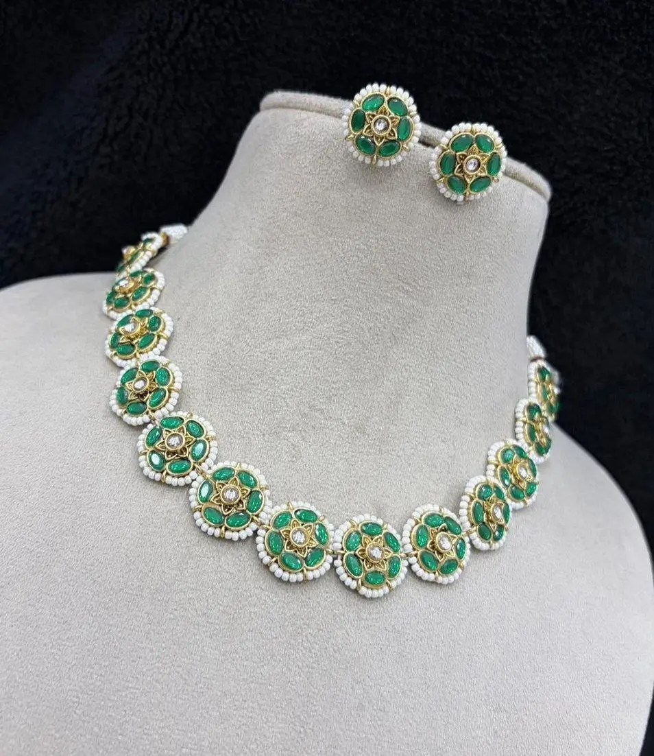 Blush Bloom Necklace set - Mint Green